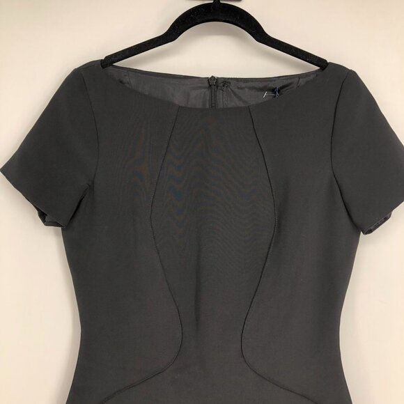 NWT Georgia Hardinge Black Short sleeve BoatNeck Cylinder Mini Dress Bodycon 6 - Picture 4 of 12